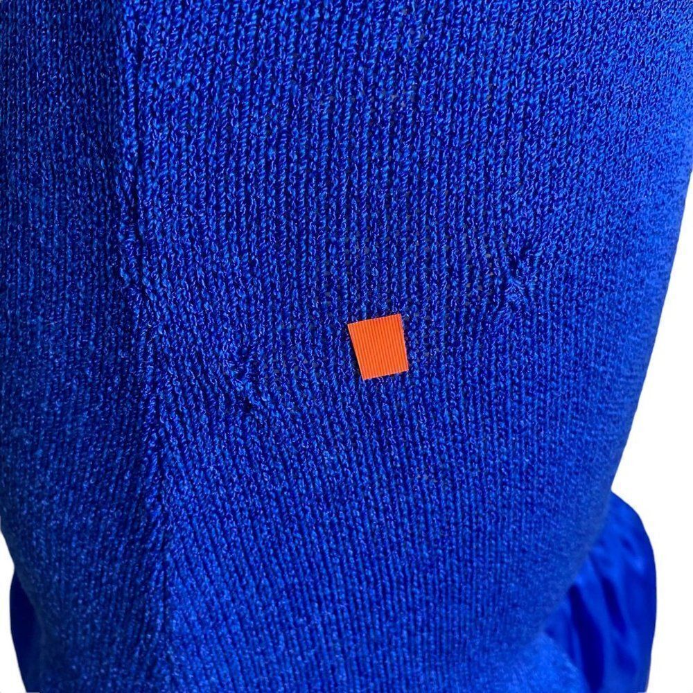 Vintage Donna Michele Dropped Waist Dress S Blue Knit Sequin Tulle Petti Skirt - Picture 5 of 10